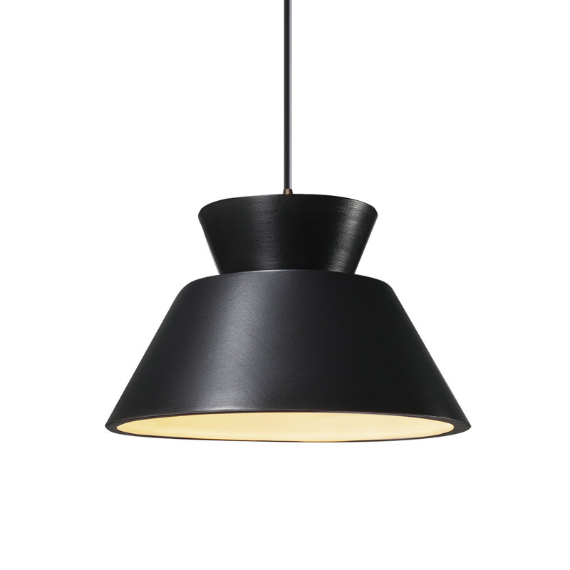 Luminaire suspendu géométrique à 1 lumière Logan, Incandescente (non incluse), Bronze foncé / cordon blanc, Noir mat carbone