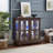 Exquisite Retro Display Cabinet with Adjustable Shelves and Lattice Doors