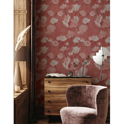 Papier peint floral rose et blanc Blush