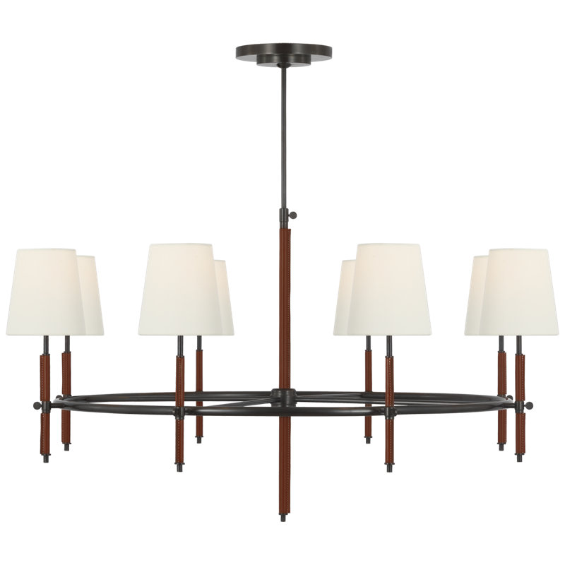 Bryant 8 - Light Chandelier, Bronze/Saddle Leather