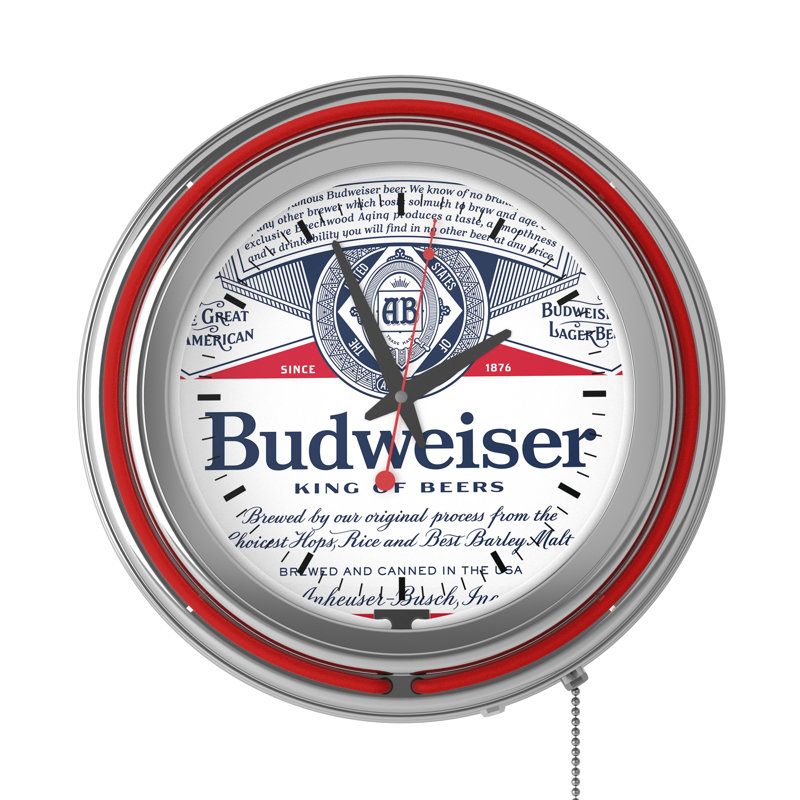 Budweiser Label Design Retro Neon Wall Clock