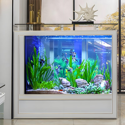 47.24"Minimalist White Thermostatic Floor-Standing All-in-One Ecological Fish Tank