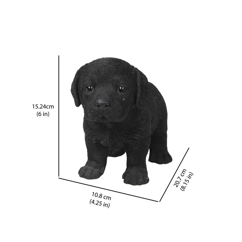 Statue chiot labrador debout, Noir