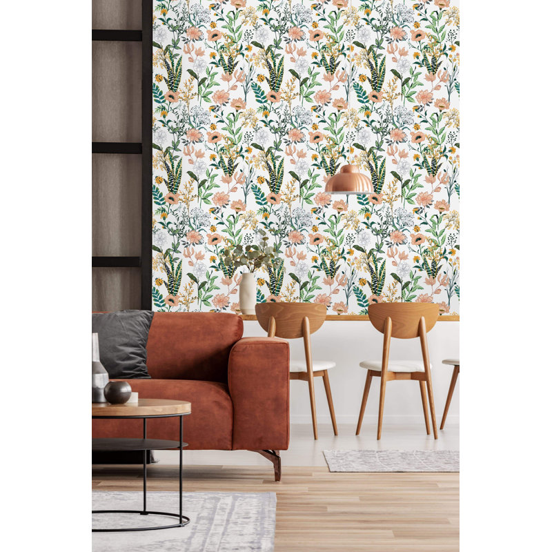 Beautiful Field Flowers Peel And Stick Wallpaper, 10.42" L x 25" W