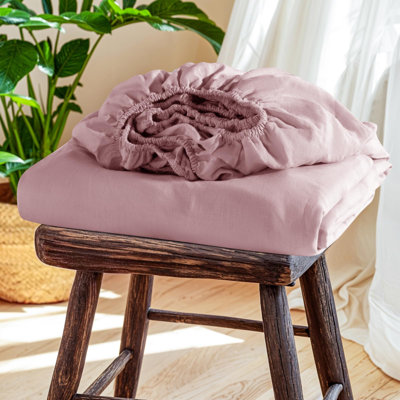 100% French Linen Fitted Sheet，1 Piece