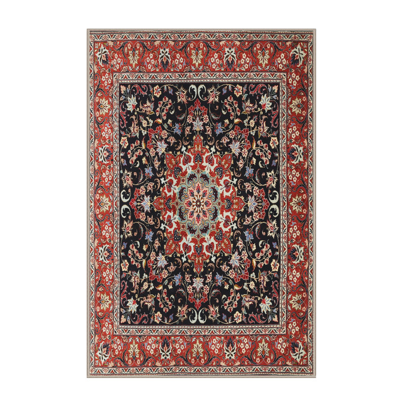 Tapis noir/rouge traditionnel Adrastus, Rectangle 8 pi x 10 pi