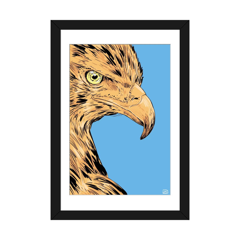 Aigle par Giuseppe Cristiano - Estampe numérique sur toile tendue avec châssis, H 24 po x l 16 po x P 1 po, Blanc