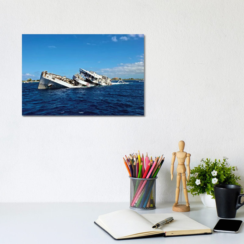The Sinking Of Uss Kittiwake, Grand Cayman by Amanda Nicholls - Wrapped Canvas Print, 20.32cm H x 30.48cm W x 1.905cm D