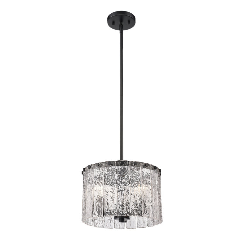 Luminaire suspendu tambour 3 lumières Occh silicone, Noir mat
