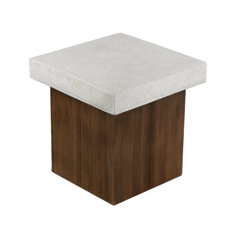 MGO Square Side Table [Top(Antique White) + Base (Natural)]