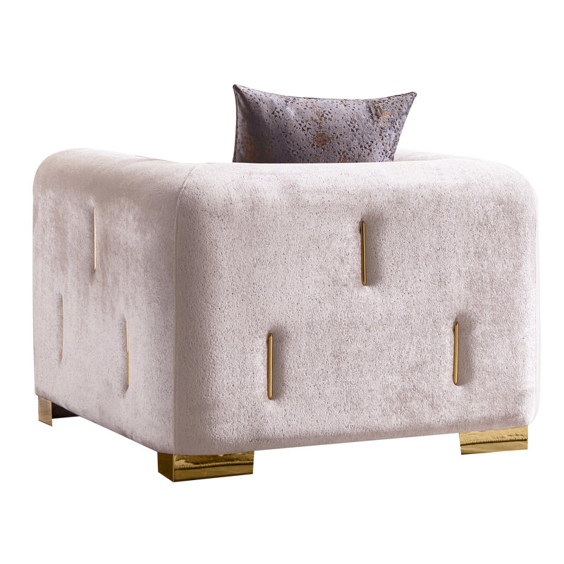 Fauteuil en velours de 43 po Foehr, Velours beige