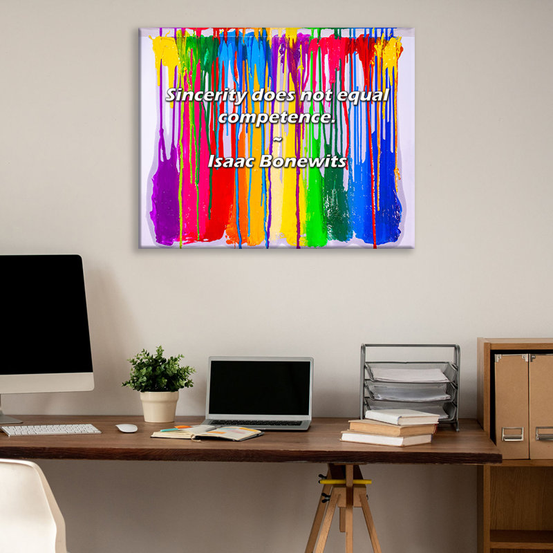 Artsy Quote "Sincerity does not equal competence." By Isaac Bonewits Gallery Wrapped Canvas, 17" H x 24" W