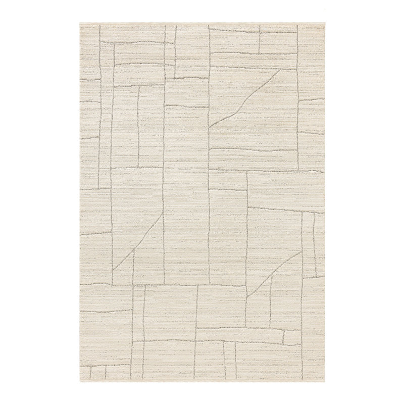 Mervela Abstract Grid Area Rug, Ivory, Rectangle 2' x 3'