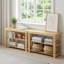 Banc à chaussures en bambou 90 cm - étagère à chaussures à trois couches, rangement pour chaussures en bois, banc à chaussures d'entrée, étagère à chaussures moderne-1226869294