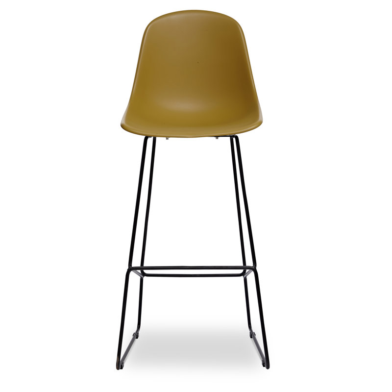 Black Metal Frame Counter Stool with Plastic Seat, Set of 2