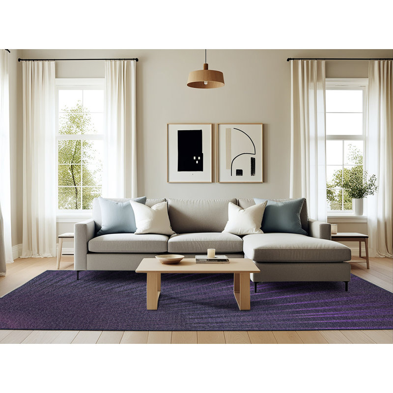Tapis noir/zone mauve à motifs, Rectangle 6 pi x 9 pi