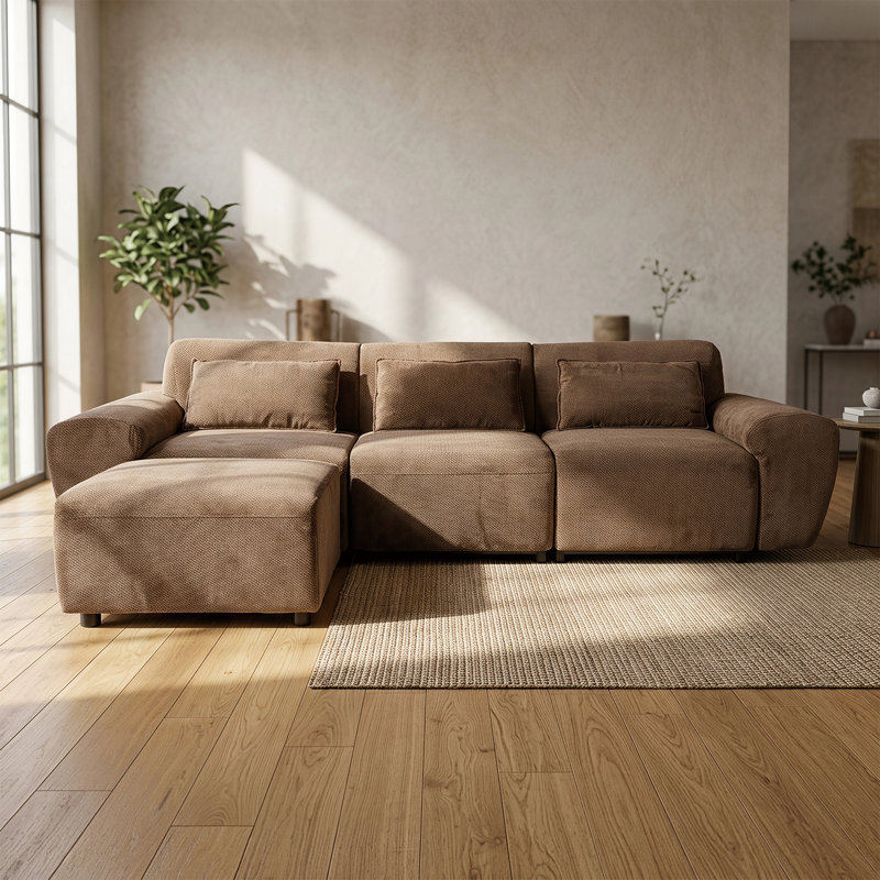 Canapé modulaire à assise profonde modulaire, Varnam, Brown Foam Padding