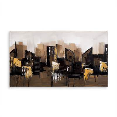 Modern Brown Abstract Cityscape Tablecloth | Home Decor