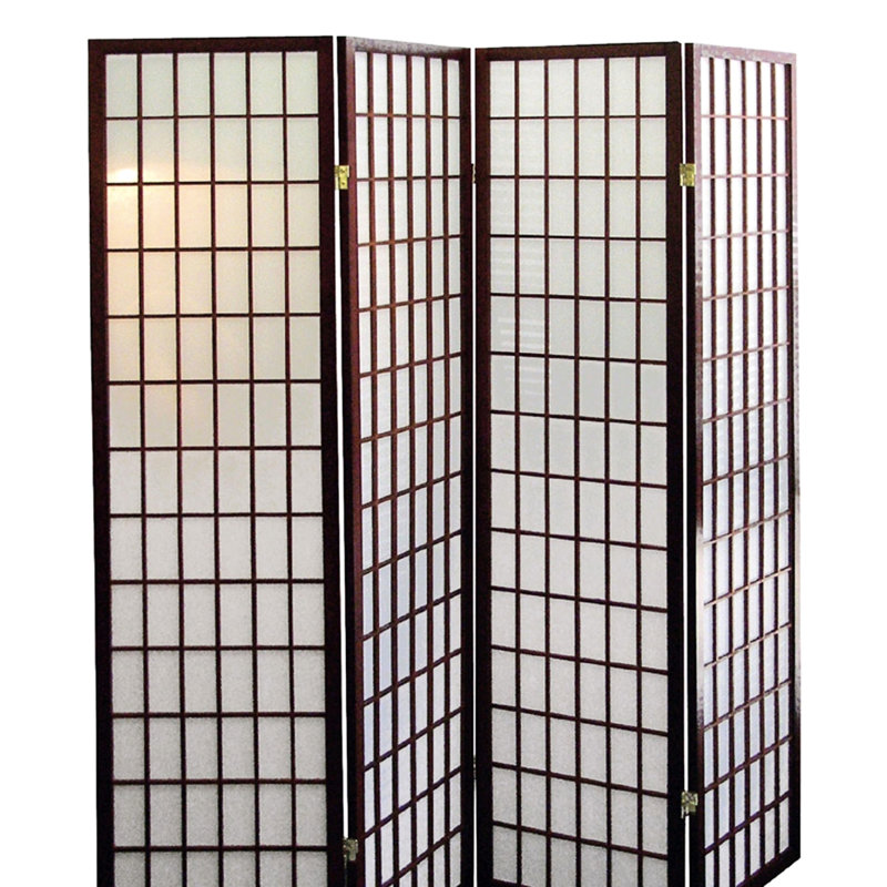Cloison 70 po 4 pièces d'inspiration japonaise avec finition cerisier