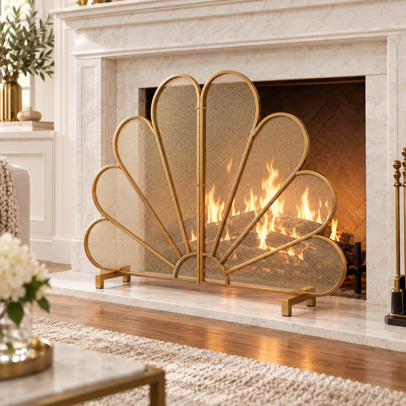1 Panel Iron Fireplace Screen
