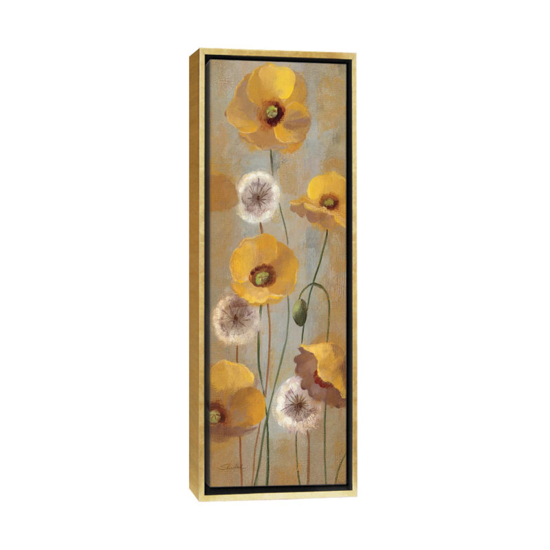 «Spring Poppies I» par Silvia Vassileva, reproduction d'art sur toile, H 36 po x l 12 po x P 1,5 po, Toile encadrée d'or