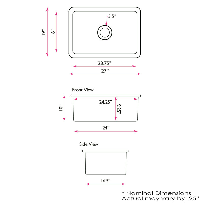 Cape 27'' L Single Basin Kitchen Sink