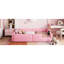 Lit simple rembourré rose avec garde-corps et charge - confortable pour la lecture au lit, garde-corps doux de taille stable, facile à assembler seul