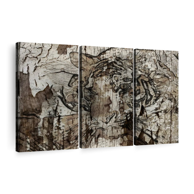Impression sur toile brun tigre, H 24 po x l 38 po x P 1,25 po