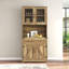 Modern Farmhouse Double Barn Door Accent Bar Cabinet With Goblet Holder