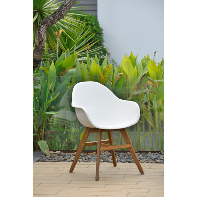 Rafael Wood Patio Dining Chair With Arms (Set Of 2) by Kitsco