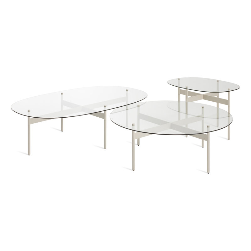 Flume Coffee Table, Clear/Putty, 14" H x 47" W x 31" D