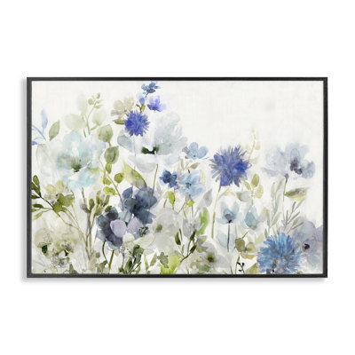  Blue Opaque Flower Layers Black Framed Giclee Art by Carol Robinson
