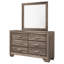 Commode large Bello avec miroir assorti, 6 tiroirs, bois taupe délavé-117056097
