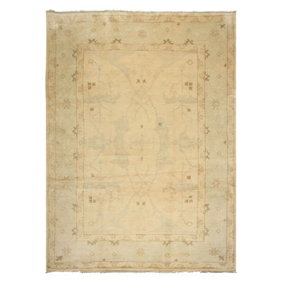 Tapis beige en laine noué à la main 8 pi 10 po x 12 pi 1 po Celadon