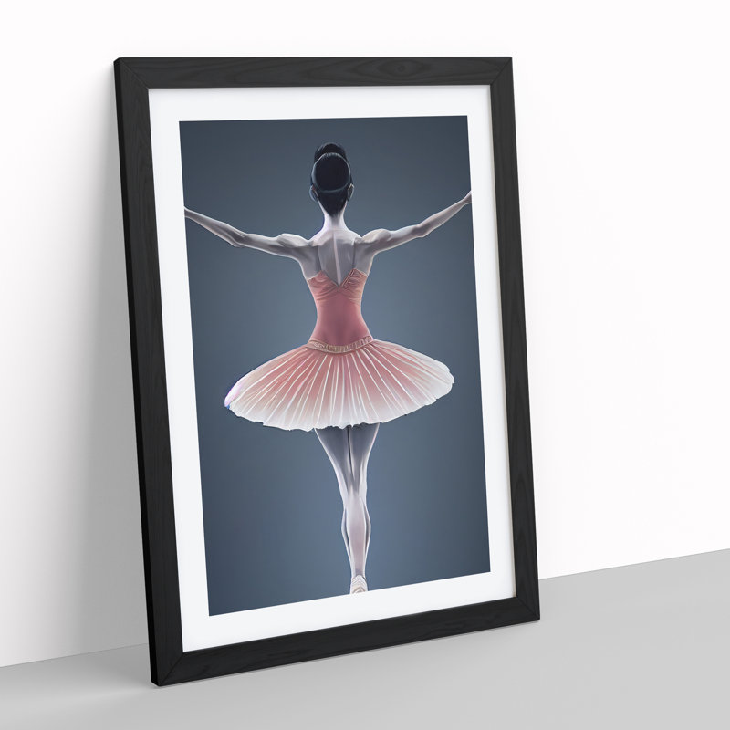 Ballerina Poised - Single Picture Frame Painting, Black Framed, 64cm H x 46cm W x 2cm D