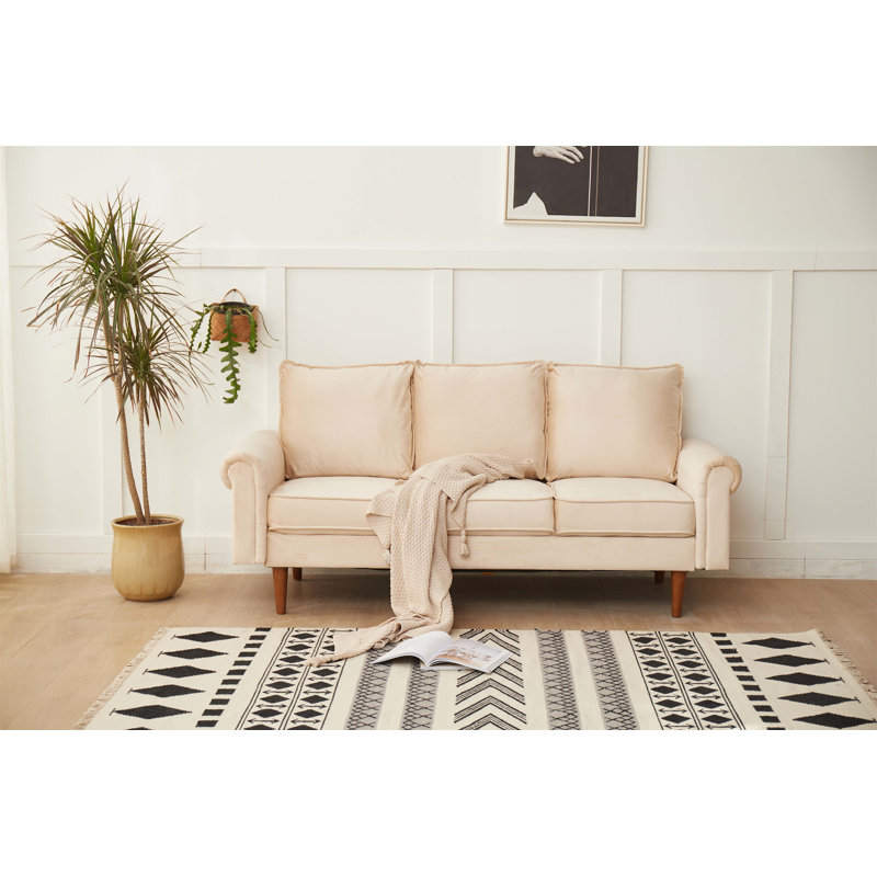 Luxurious Grey Microfiber Sofa with High-Density Foam and Solid Wood Frame for Ultimate Comfort and Durability, Beige