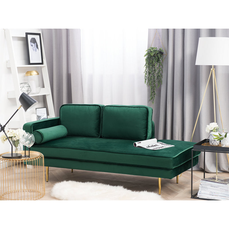 Dan Velvet Chaise Lounge, Left Hand Facing, Green