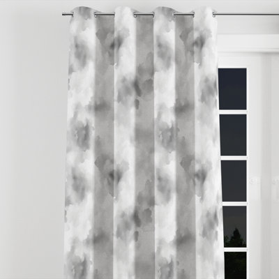 Modern Room Darkening Curtains - Gray Quiet Smoke Velvet Grommet Curtain - 1 Panel