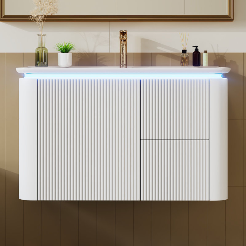 80.5 mm Wall Mounted Bathroom Vanity, White