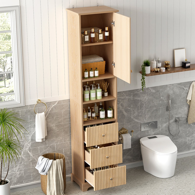 Freestanding Bathroom Storage Linen Cabinet