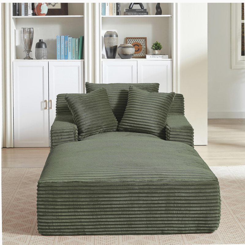 Très grande chaise longue d'intérieur, canapé rembourré en velours côtelé moderne, aucun assemblage requis, canapé-lit confortable pour le salon, le bureau