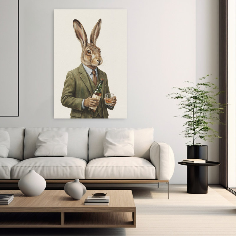«The Whiskey Hare», art mural contemporain, H 60 po x l 40 po
