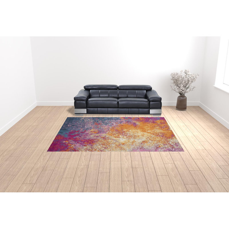 Tapis bleu tissé à la machine 9 pi x 12 pi