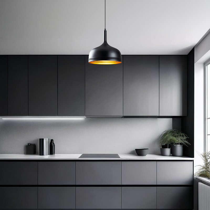 Luminaire suspendu en métal, Noir