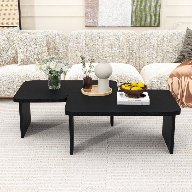 Table basse modulaire moderne avec un design convertible en forme de L pour l'espace de vie, Noir