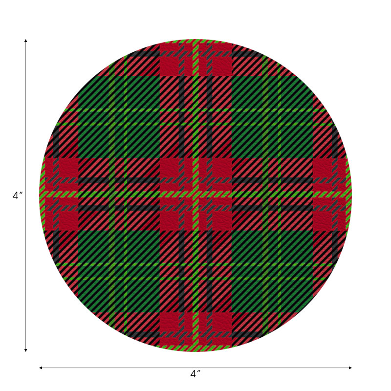 Tartan Blue Vegan Leather Round Coasters, Green