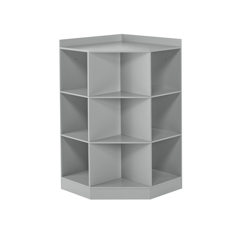 Gray Kids Corner Cabinet with 6 Cubbies and 3 Shelves