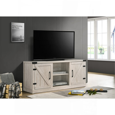 Stylish And Functional TV Stand With Open Shelves And Cabinets For A Modern Home
