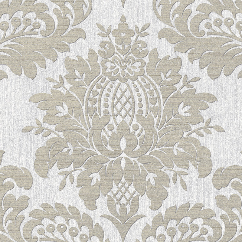 Damask Metallic Wallpaper Double Roll, Gray