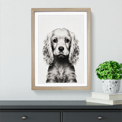 Cocker Spaniel Minimalism No.3 - Single Picture Frame Print on Wood